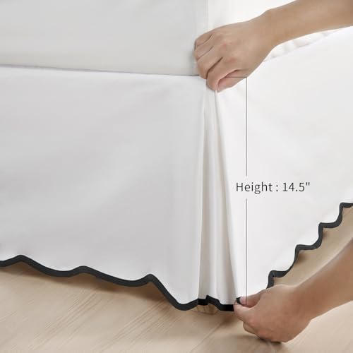 HIG Chic 14'' Full BedSkirts Scallop Edge Pleated Dust Ruffle