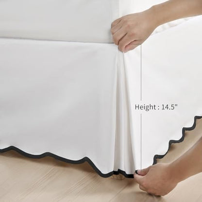 HIG Chic 14'' Full BedSkirts Scallop Edge Pleated Dust Ruffle