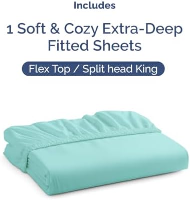 CGK Linens Extra Deep Flex Top Split Head King Fitted Sheet Only - Spa Blue