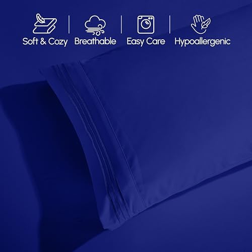 Elegant Comfort Luxury 4-Piece Bed Sheet Set - Luxury Bedding 1500 Premium Hotel Quality Microfiber, Wrinkle Resistant Cool and Breathable, Easy Elastic Fitted, RV Short Queen, Imperial Blue