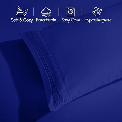 Elegant Comfort Luxury 1500 Premium Hotel Quality Microfiber 4-Piece Sheet Set - Wrinkle Resistant, All Around Elastic Fitted Sheet, Deep Pocket up to 16", California King, Royal Blue