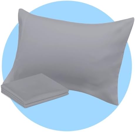 Avalon Bedding Pillow Cases Standard Size Grey Pillow Cases Set of 2 Cotton Blend 200 TC Soft & Breathable Perfect for Home & Hospital, Hotel Quality Queen Pillow Protectors 30x20 Inches
