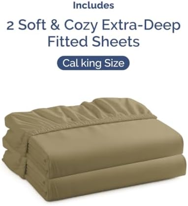 CGK Linens 2 Pack Extra Deep Cal King Fitted Sheets - Khaki