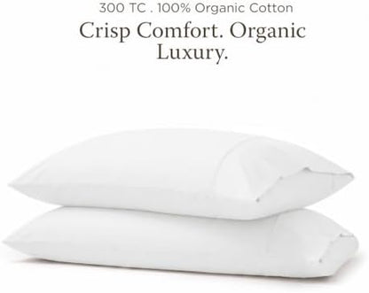 Threadmill Organic Cotton Standard Pillowcases, Percale, White, 2-Piece