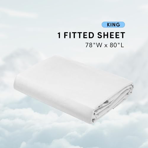 Comfort Spaces Coolmax Moisture Wicking Fitted Sheet ONLY Super Soft, Fade Resistant, All Elastic Deep Pocket Fits Up to 16" Mattress - Warm Weather Cooling Sheets for Night Sweats, King, White