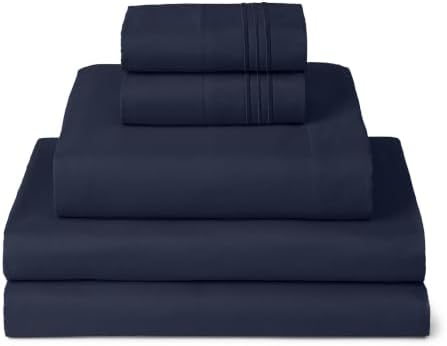 Mellanni Iconic 5-Piece, Ultra Soft Sheet Set (Split King, Navy Blue)