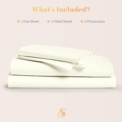 100% Egyptian Cotton Sheet California King Size - 800 Series Elite Collection Cal King Size Bed Sheets Set (4 PC, Ivory), Soft, Cooling, 16" Deep Pocket Luxury Hotel Bedsheet