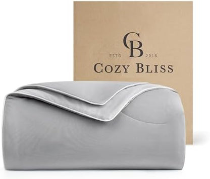 Cozy Bliss Cooling Comforter King Size, Reversible Lightweight Cooling Blankets for Hot Sleepers and Night Sweats, Q-Max>0.45 Soft Breathable Silky Smooth Summer Comforter, Cool Grey, 106"x90"