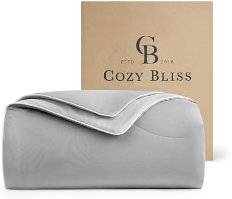 Cozy Bliss Cooling Comforter Queen Size, Reversible Lightweight Cooling Blankets for Hot Sleepers and Night Sweats, Q-Max>0.45 Soft Breathable Silky Smooth Summer Comforter, Cool Grey, 90"x90"