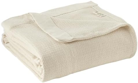 100% Organic Cotton Blanket - GOTS & Fairtrade Certified Organic Cotton Throw Blanket for Bed with a Heavy & Breathable Single Knit Weave - Great as Bedspread or Coverlet (Natural, King/Cal King)
