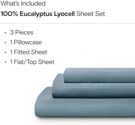 Sijo AiryWeight Tencel Sheet Set, 100% Lyocell Derived from Eucalyptus, Buttery Soft, Architectural Digest Best Cooling Sheets Winner - 3pc - 1 Pillowcase 1 Fitted 1 Top (Teal, Twin XL)