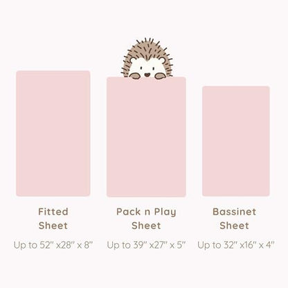 2-Pack Muslin Pack and Play Sheets Fitted, Cotton Muslin Mini Crib Sheets Girl, 27" x 39", Fits Graco Pack n Play Mattress, Playpen Sheets Pack n Play, Oeko-Tex (Floral Pink Pack n Play Sheets)