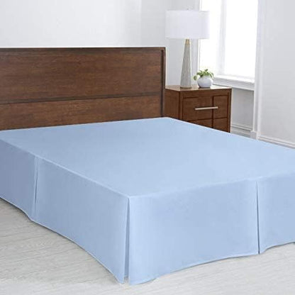 Mattress-Homes Luxury Box Pleated Bed Skirt Split Corners Platform Style Easy Fit Fade & Wrinkle Resistant with Tailored Drop 10 Inch (King, Light Blue)