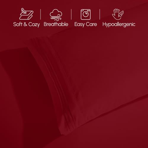 Elegant Comfort Luxury 4-Piece Bed Sheet Set - Luxury Bedding 1500 Premium Hotel Quality Microfiber, Wrinkle Resistant Cool & Breathable, Easy Elastic Fitted, California King, Burgundy