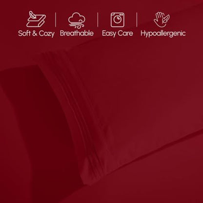 Elegant Comfort Luxury 4-Piece Bed Sheet Set - Luxury Bedding 1500 Premium Hotel Quality Microfiber, Wrinkle Resistant Cool & Breathable, Easy Elastic Fitted, California King, Burgundy
