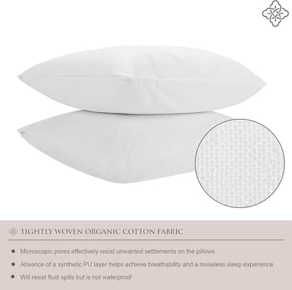 Bioweaves 100% Organic Cotton Breathable Pillow Protectors GOTS Certified with Zipped Closure – Toddler - 13” x 18”, 2-Pack