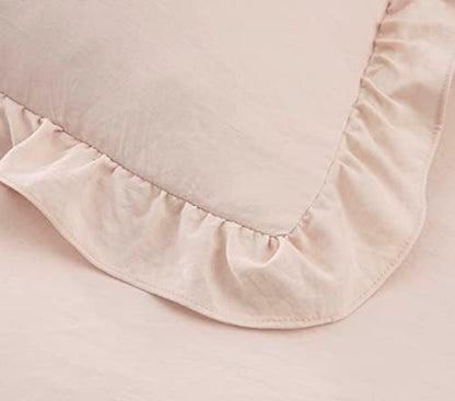Chezmoi Collection Sinclair 3-Piece Ruffle Skirt Bedspread Set - French Country Chic Farmhouse - King, Blush