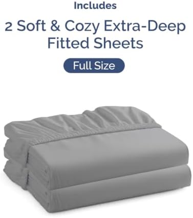 CGK Linens 2 Pack Extra Deep Full Fitted Sheets - Steel Blue