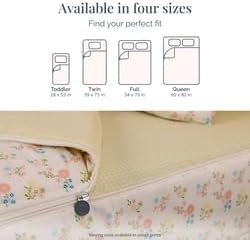 Beddy's Flower and Gingham Durable Zipper Bedding for Girls, Bed in a Bag, Floral Comforter & Yellow Gingham Sheets, Includes Pillowcase & Pillow Sham, Easy to Make & Wash - Twin