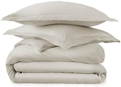 100% Organic Cotton Duvet Cover Queen Size - Naturally Soft Lightweight & Cooling Duvet Cover Set with Decorative Shams - Premium GOTS Certified 300 Thread Count Sateen Weave (Pewter, Queen)