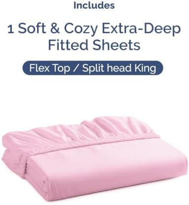 CGK Linens Extra Deep Flex Top Split Head King Fitted Sheet - Light Pink
