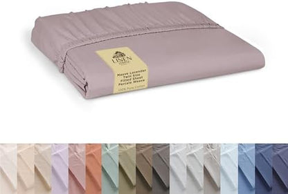 Linen Home 100% Cotton Percale Twin Size Fitted Sheet only Mauve Lavender