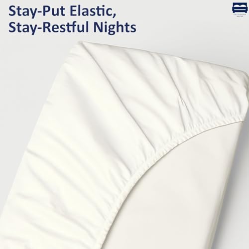 1 Piece Queen Size Fitted Sheet Only, 15-Inch Deep Mattress, Ivory Solid