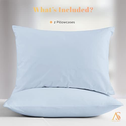 800 Series King Pillow Cases Set of 2, Sateen, Light Blue