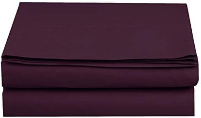 Elegant Comfort Premium Hotel Quality 1-Piece Flat Sheet, Luxury and Softest 1500 Premium Hotel Quality Microfiber Bedding Flat Sheet, Wrinkle-Free, Stain-Resistant, California King, Purple