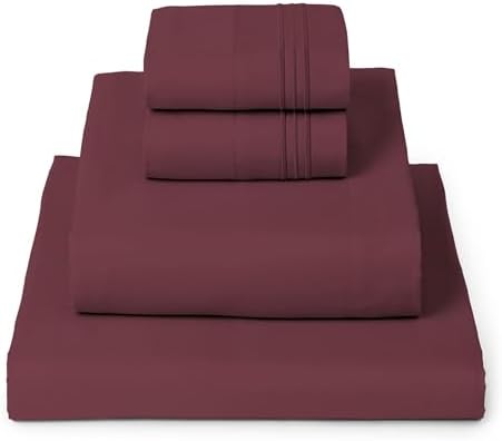Mellanni Iconic 4-Piece, Ultra Soft Sheet Set (California King, Burgundy)
