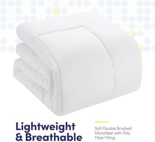 King Size Comforter Set with Sheets - 7-Piece Bedding Collection - 1 Comforter, 1 Fitted Sheet, 1 Flat, 4 Pillowcases - Deep Pocket - Soft & Breathable Premium Quality - Ideal for All Seasons, White