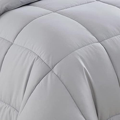 King Size Comforter Set with Sheets - 7-Piece Bedding Collection - 1 Comforter, 1 Fitted Sheet, 1 Flat, 4 Pillowcases - Deep Pocket - Soft & Breathable Premium Quality - Ideal for All Seasons, Silver