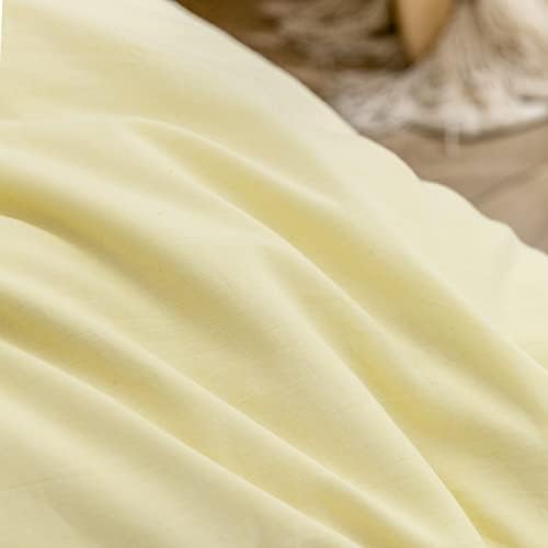 BESTOUCH Cotton Solid Duvet Cover Set Light Yellow California King