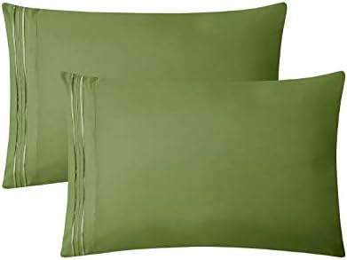 Clara Clark Bed Sheets, Premier 1800 Series 4 Piece Bed Sheet Set, Deep Pocket, Wrinkle, Fade, Stain Resistant, Luxury Soft Bedding Sheets & Pillowcases, Split King, Calla Green