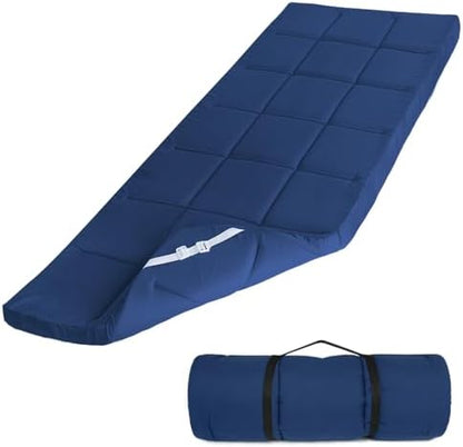 Cot Mattress Topper (Improved Thickness), Foam Quilted Pads for Camping, Soft Comfortable Sleeping Cot Mattress Pad Only, Camping Pad 75"x30" for Camp Cot/Rv Bunk/Narrow Twin Beds, Navy