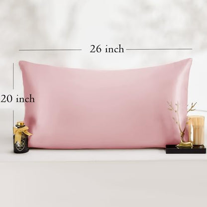 Vielit Standard Satin Pillowcase for Hair 2pc,Similar to Silk Pillow Cases,Easier Care Than Silk Pillowcase,Gifts for Women Men,Coral,20x26 & Envelope Closure and 2 Satin Scrunchies