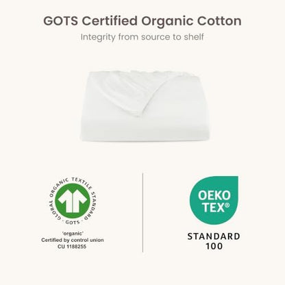 BIOWEAVES 100% Organic Cotton 1 Twin Fitted Sheet Only | 300 Thread Count Sateen Weave GOTS Certified with Deep Pocket - White