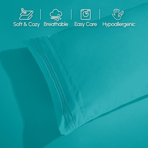 Elegant Comfort Luxury 4-Piece Bed Sheet Set - Luxury Bedding 1500 Premium Hotel Quality Microfiber, Wrinkle Resistant Cool & Breathable, Easy Elastic Fitted, California King, Teal