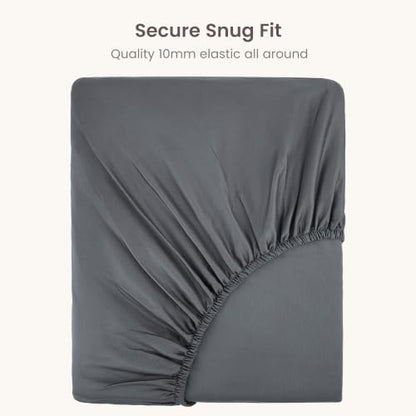 Bioweaves 100% Organic Cotton 1 Twin Fitted Sheet Only | 300 Thread Count Sateen Weave GOTS Certified with Deep Pocket - Gray