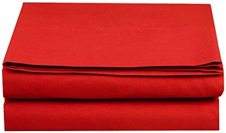 Elegant Comfort Premium Hotel Quality 1-Piece Flat Sheet, Luxury and Softest 1500 Premium Hotel Quality Microfiber Bedding Flat Sheet, Wrinkle-Free, Stain-Resistant, King, Red