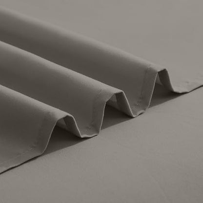 Elegant Comfort Luxurious 1500 Premium Hotel Quality Microfiber Three Line Embroidered Softest 5-Piece Bed Sheet Set, Wrinkle and Fade Resistant, Split King, Gray