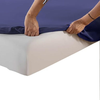 Kingnex Queen Sleeper Sofa Bed Sheets for 60x74 Pull Out Sofa Bed with 4-6 Deep Pocket Soft Double Brushed 1800 Microfiber 4 Piece Bedding Set Navy