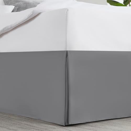 Nestl Grey Bed Skirt Queen Size - Queen Bed Skirt 14 Inch Drop - Brushed Microfiber Bed Skirts - Hotel Quality Pleated Bed Skirt - Shrinkage & Fade Resistant (Pack of 2)