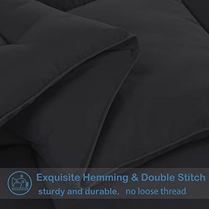 EASELAND Oversized King Down Alternative Comforter, Black, 98x116