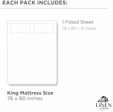 Linen Home King Size Fitted Sheet Only 100% Cotton Percale, Oil Green