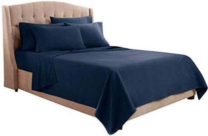 Clara Clark Twin Sheets, 5 Piece Set - Hotel Luxury Sheets for Twin Size Bed, Super Soft Bedding Set, Twin Size, Navy Blue