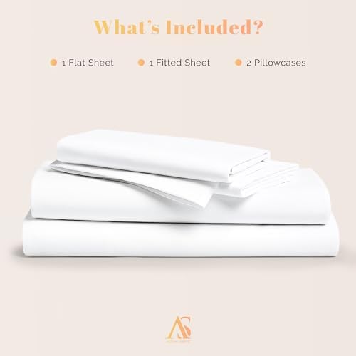 100% Egyptian Cotton Sheets Queen Size Bed Set - 800 Series Elite Collection Egyptian Cotton Sheet Set (4 PC, White), Soft, Cooling, 16" Deep Pocket Sateen Luxury Hotel Bedsheet