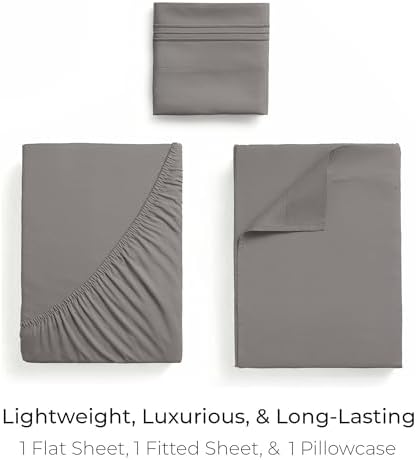 Mellanni Iconic 3-Piece, Ultra Soft Sheet Set (Twin, Taupe)