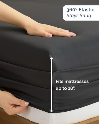100% Rayon Derived from Bamboo Sheets - Flex Top Split Head King - Black