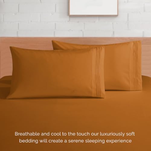 Elegant Comfort 1500 Premier Hotel Quality 4-Piece Bed Sheet Sets, Deep Pockets - Luxurious Wrinkle Free & Fade Resistant, Queen, Bronze